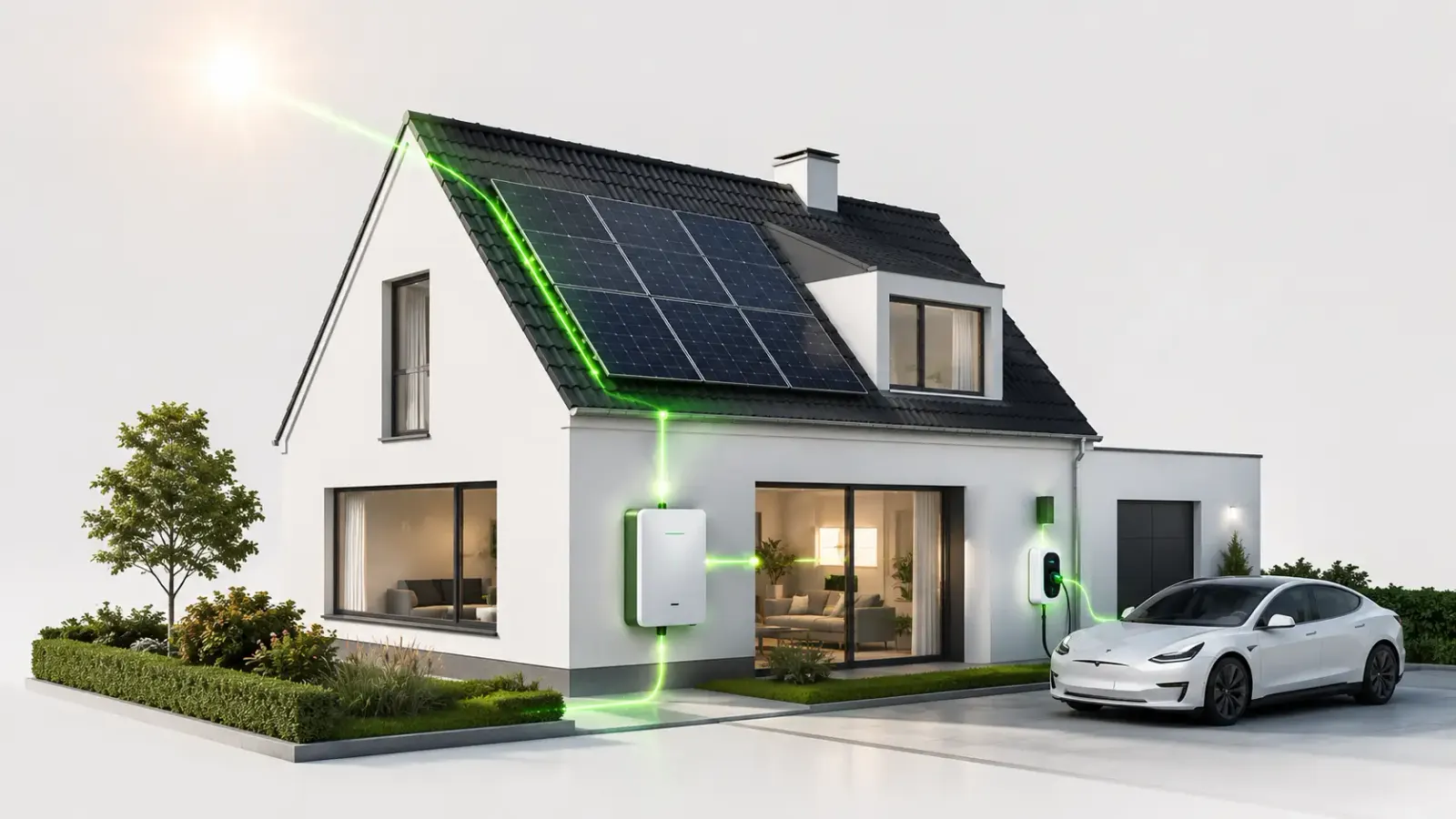 Thuisbatterij van Lumion Energy geïnstalleerd bij een woning met zonnepanelen